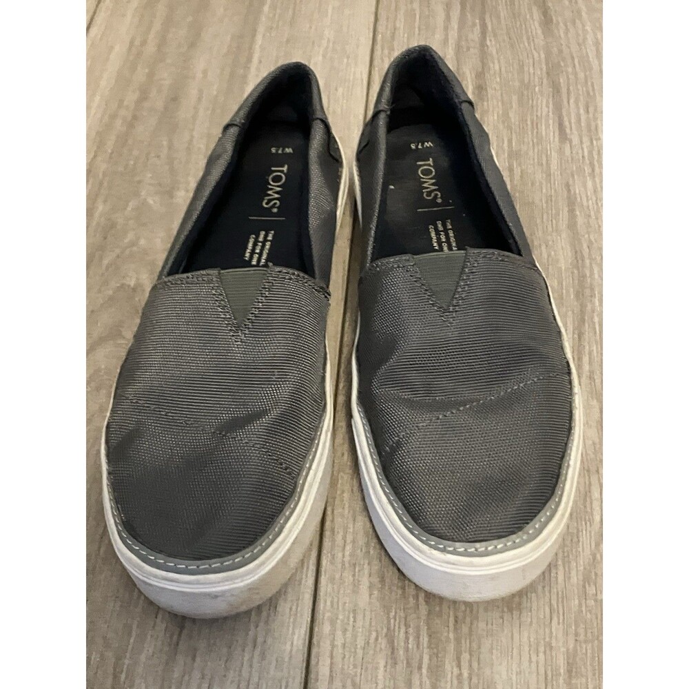 TOMS Women's Parker Slip-On Shoes Sneakers Size 7.5 textured gray nylon